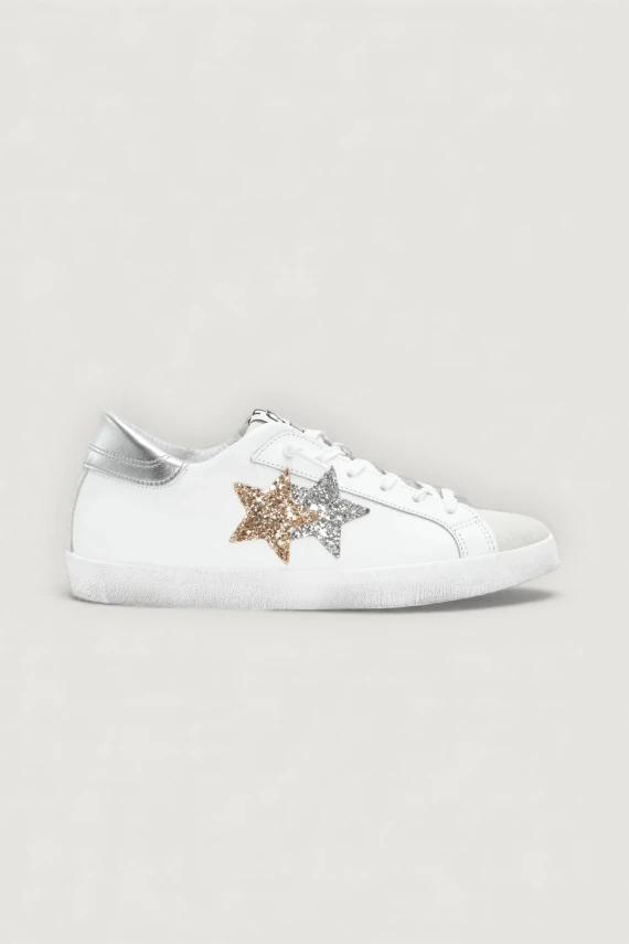 SNEAKERS PRIME STAR BIANCO/ARGENTO/ORO