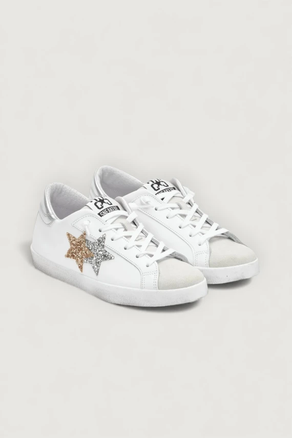 SNEAKERS PRIME STAR BIANCO/ARGENTO/ORO