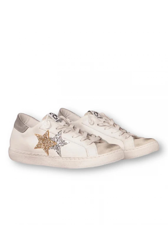 SNEAKER LOW BIANCO-GHIACCIO-ORO-ARGENTO