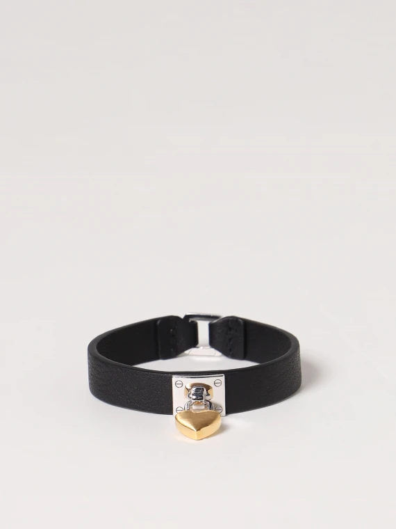 HEART PADLOCK LEATHER BRACELE