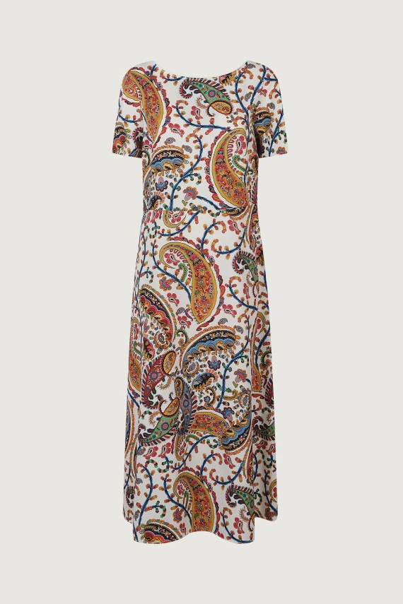 WOMEN'S MIDI A-LINE DRESS WITH SHORT SLEEVES