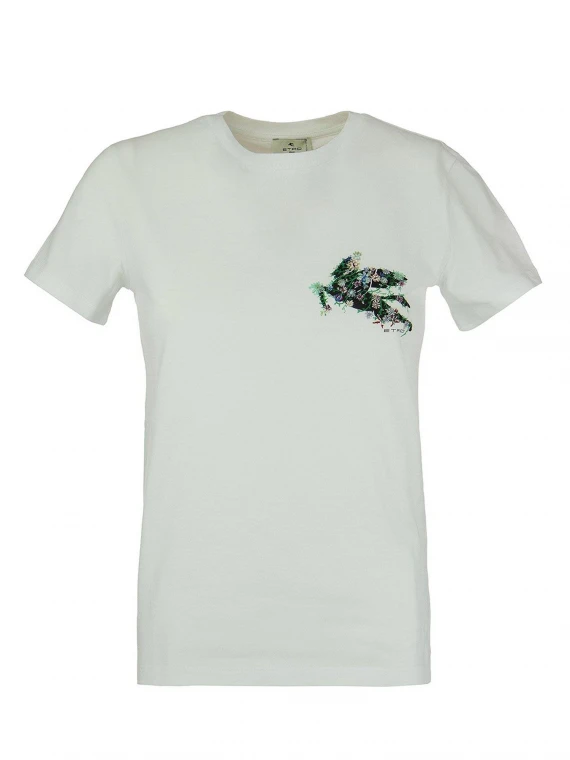 T-SHIRT BIANCA CON LOGO PEGASO FLOREALE