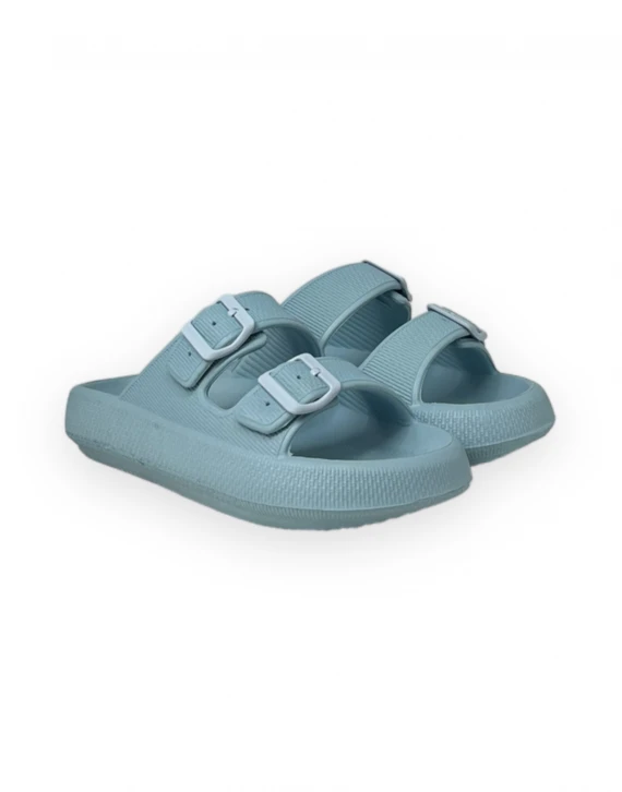 SLIPPERS DOPPIA FASCIA CELESTE