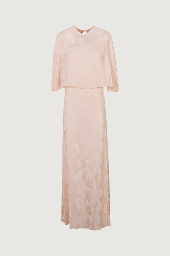 FLUID BOUQUET JACQUARDE DRESS WITH CAPE