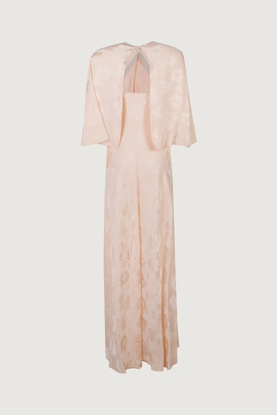 FLUID BOUQUET JACQUARDE DRESS WITH CAPE