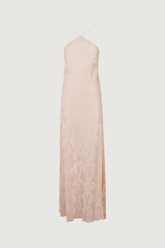 FLUID BOUQUET JACQUARDE DRESS WITH CAPE