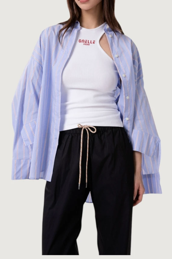 CAMICIA OVER IN BASTONETTO DI COTONE CON CLAIM