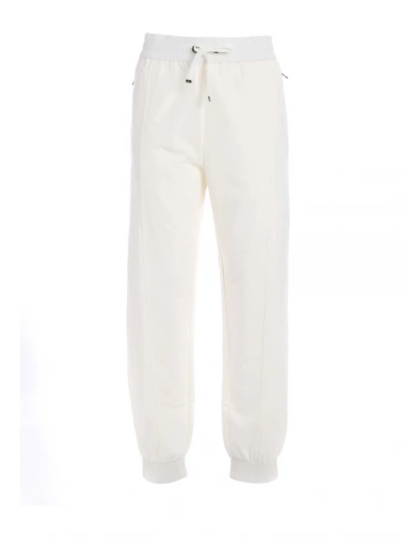 PANTALONI TOUSER  bianco con ricamo logo