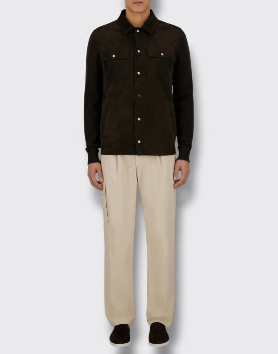 HYBRID KNIT AND SUEDE SHIRT