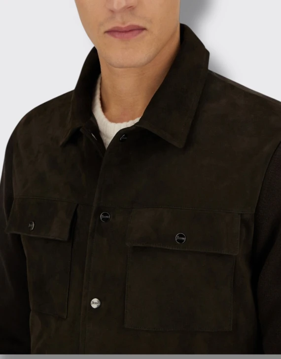HYBRID KNIT AND SUEDE SHIRT