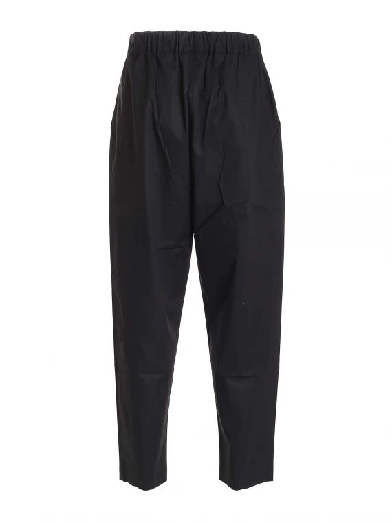 PANTALONE IN COTONE NERO CON PINCES