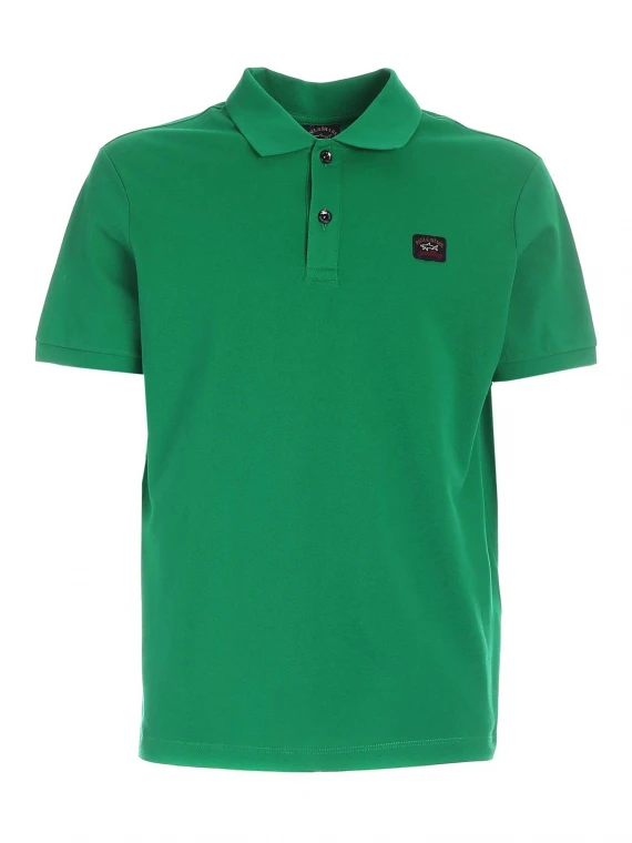 POLO BASE COTONE ARMY VERDE CON DETTAGLIO LOGO