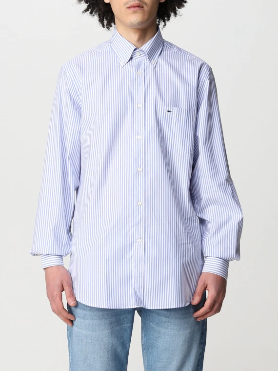 ORGANIC COTTON OXFORD RIGA CON DETTAGLIO LOGO