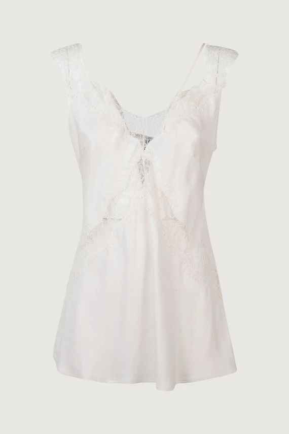 LYDIA TOP TWILL CON PIZZO