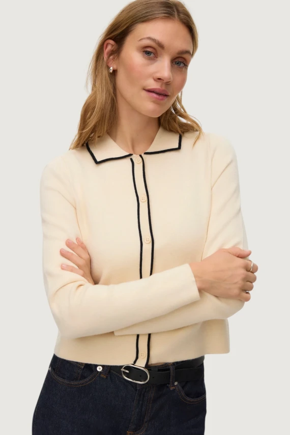 GOLD POLO CONTRAST CARDIGAN