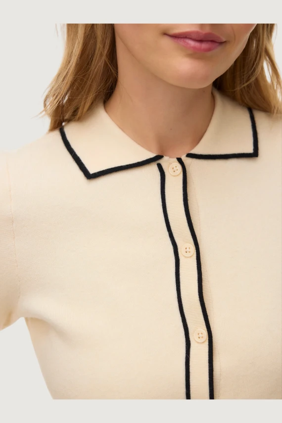 GOLD POLO CONTRAST CARDIGAN